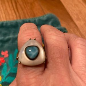 Lamar blue stone ring with pearl.